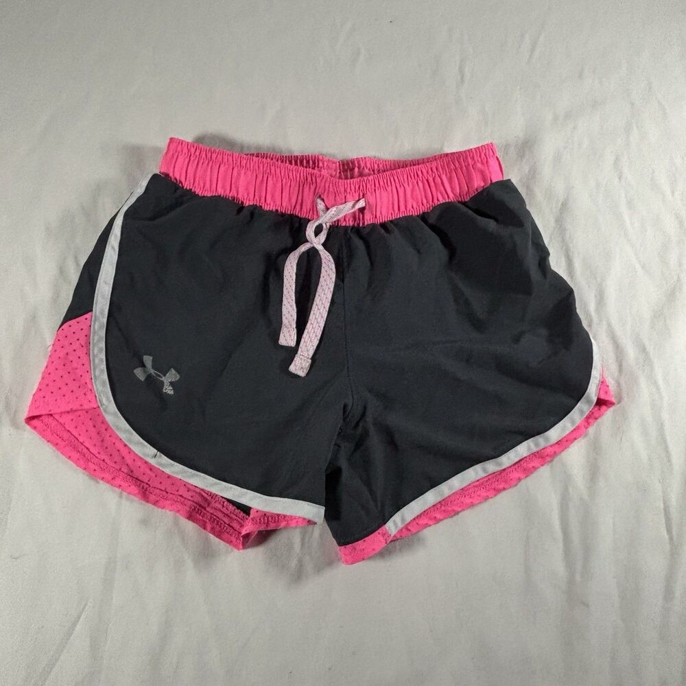 Under Armour HeatGear Girls Shorts YXS Black Pink Running